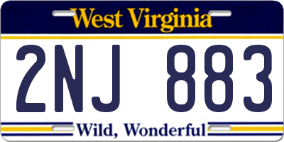 WV license plate 2NJ883