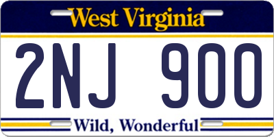 WV license plate 2NJ900