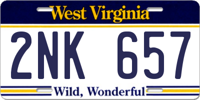 WV license plate 2NK657