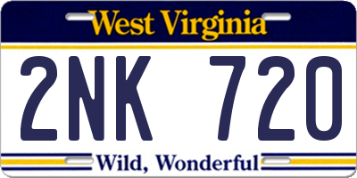 WV license plate 2NK720