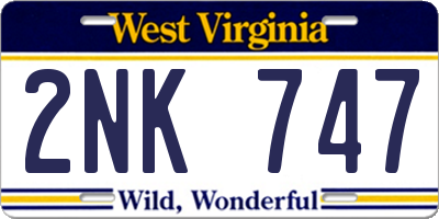 WV license plate 2NK747