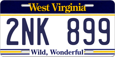 WV license plate 2NK899