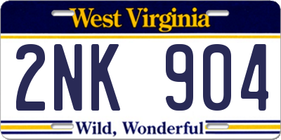WV license plate 2NK904