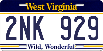 WV license plate 2NK929