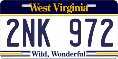 WV license plate 2NK972