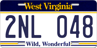 WV license plate 2NL048