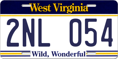 WV license plate 2NL054