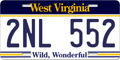 WV license plate 2NL552