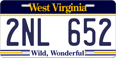 WV license plate 2NL652
