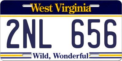 WV license plate 2NL656