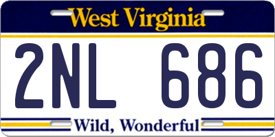 WV license plate 2NL686