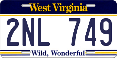 WV license plate 2NL749