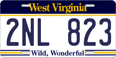WV license plate 2NL823