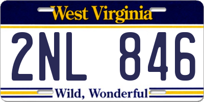 WV license plate 2NL846