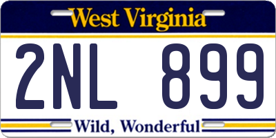 WV license plate 2NL899