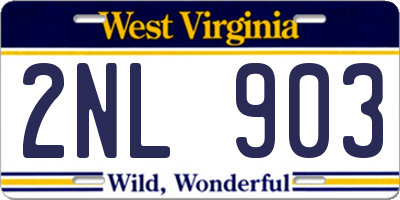 WV license plate 2NL903