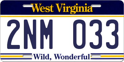 WV license plate 2NM033