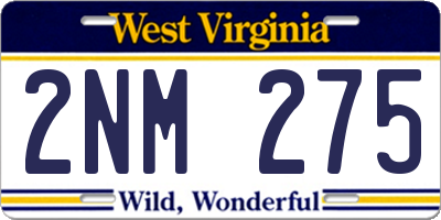 WV license plate 2NM275