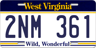 WV license plate 2NM361
