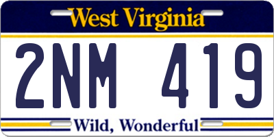 WV license plate 2NM419