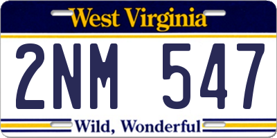 WV license plate 2NM547