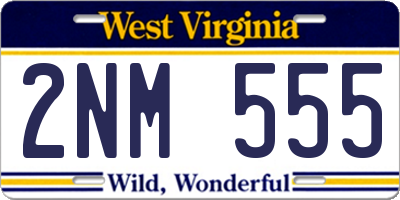 WV license plate 2NM555