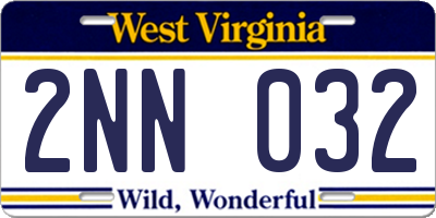 WV license plate 2NN032