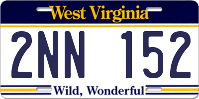 WV license plate 2NN152