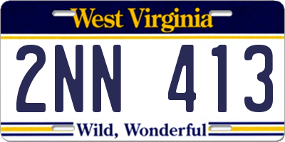 WV license plate 2NN413