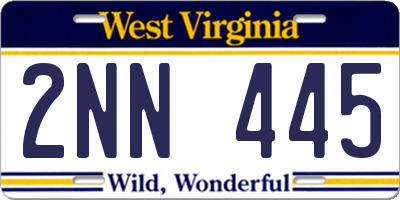 WV license plate 2NN445