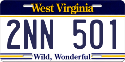 WV license plate 2NN501