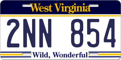 WV license plate 2NN854