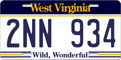 WV license plate 2NN934