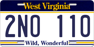 WV license plate 2NO110