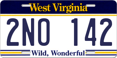 WV license plate 2NO142