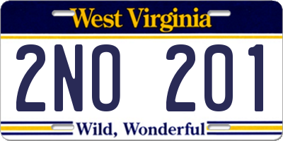 WV license plate 2NO201