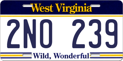 WV license plate 2NO239