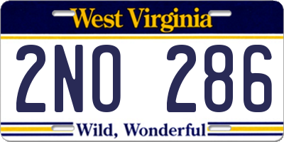 WV license plate 2NO286
