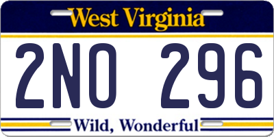 WV license plate 2NO296