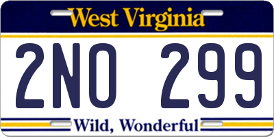 WV license plate 2NO299