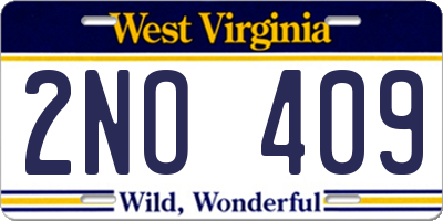 WV license plate 2NO409