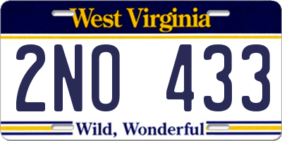 WV license plate 2NO433