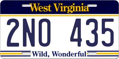 WV license plate 2NO435