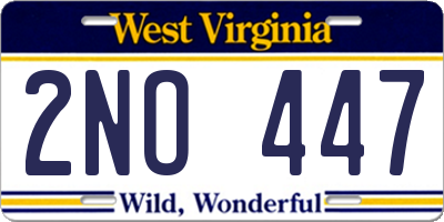 WV license plate 2NO447