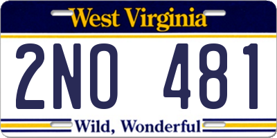 WV license plate 2NO481
