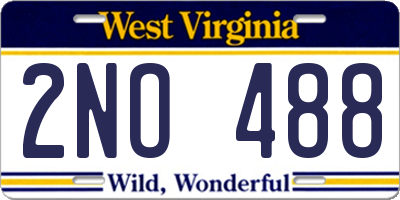 WV license plate 2NO488