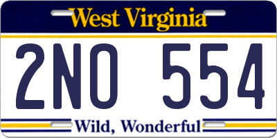 WV license plate 2NO554