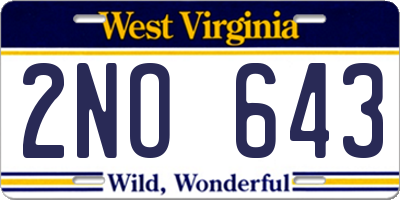 WV license plate 2NO643