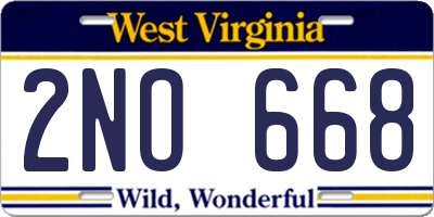 WV license plate 2NO668