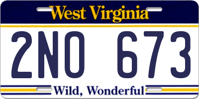 WV license plate 2NO673